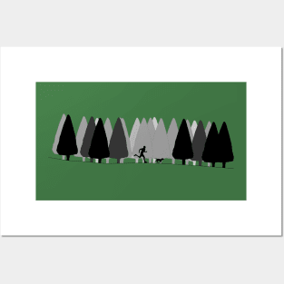 Trail Runner with Doggo - Silhouette Posters and Art